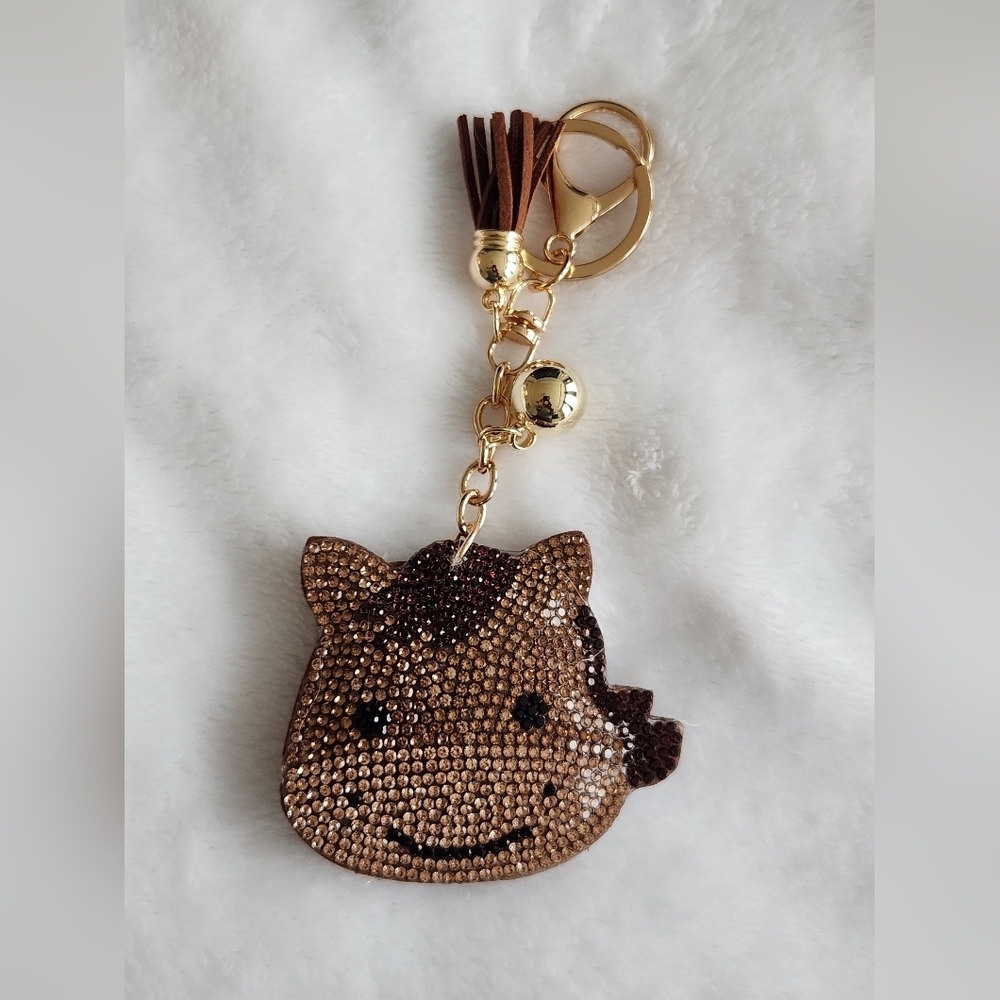Brown Rhinestone Pony Keychain Farm Bah Charm